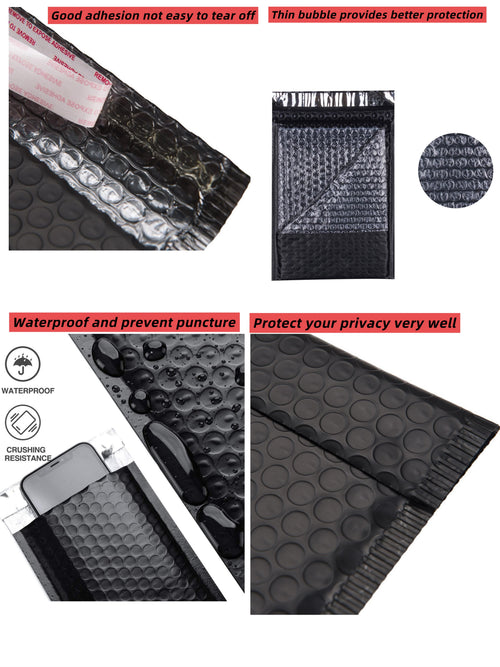 CH 100pcs 6x10 Inch Poly Bubble Mailers Waterproof Envelopes Shipping Envelopes Bags Black Padded Bubble Envelopes for Shipping/Packaging/Mailing Self Seal