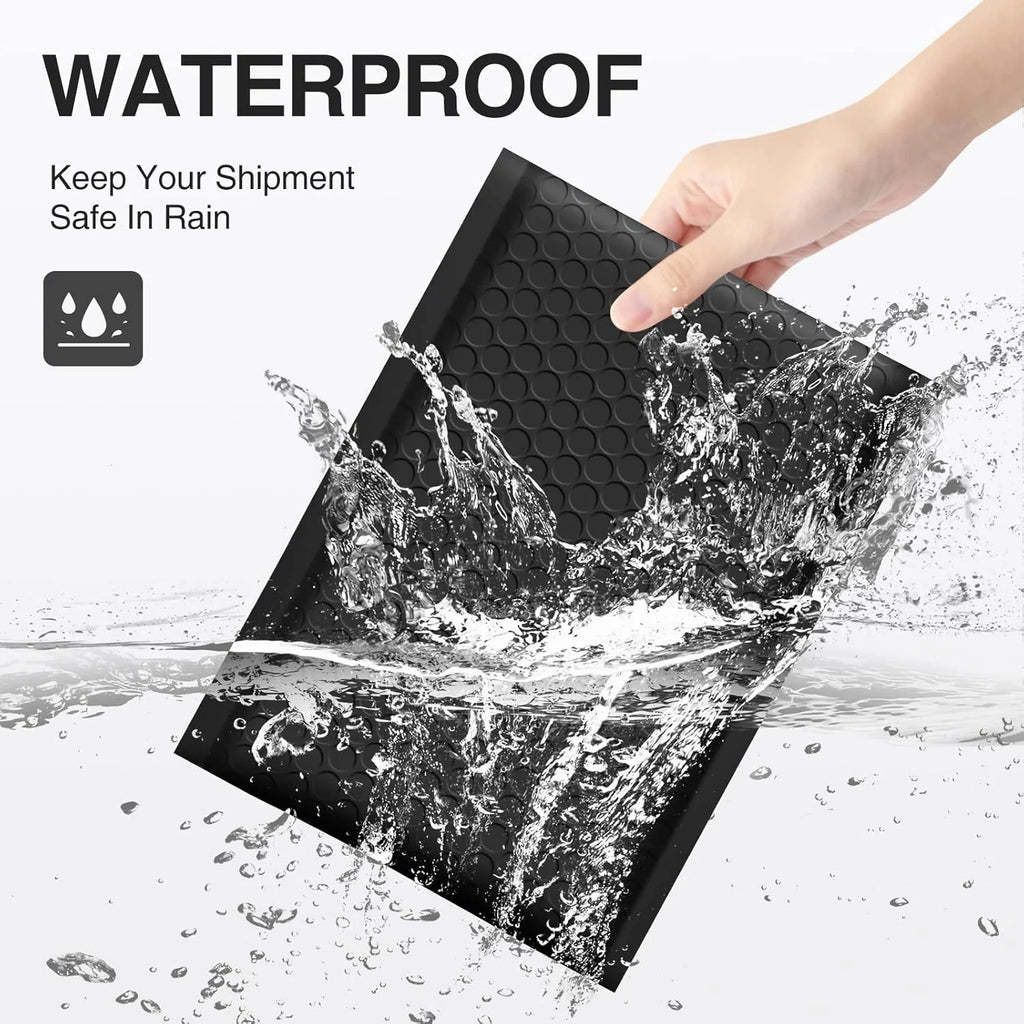 4x8 inch black bubble mailer - bubble cushioning interior detail