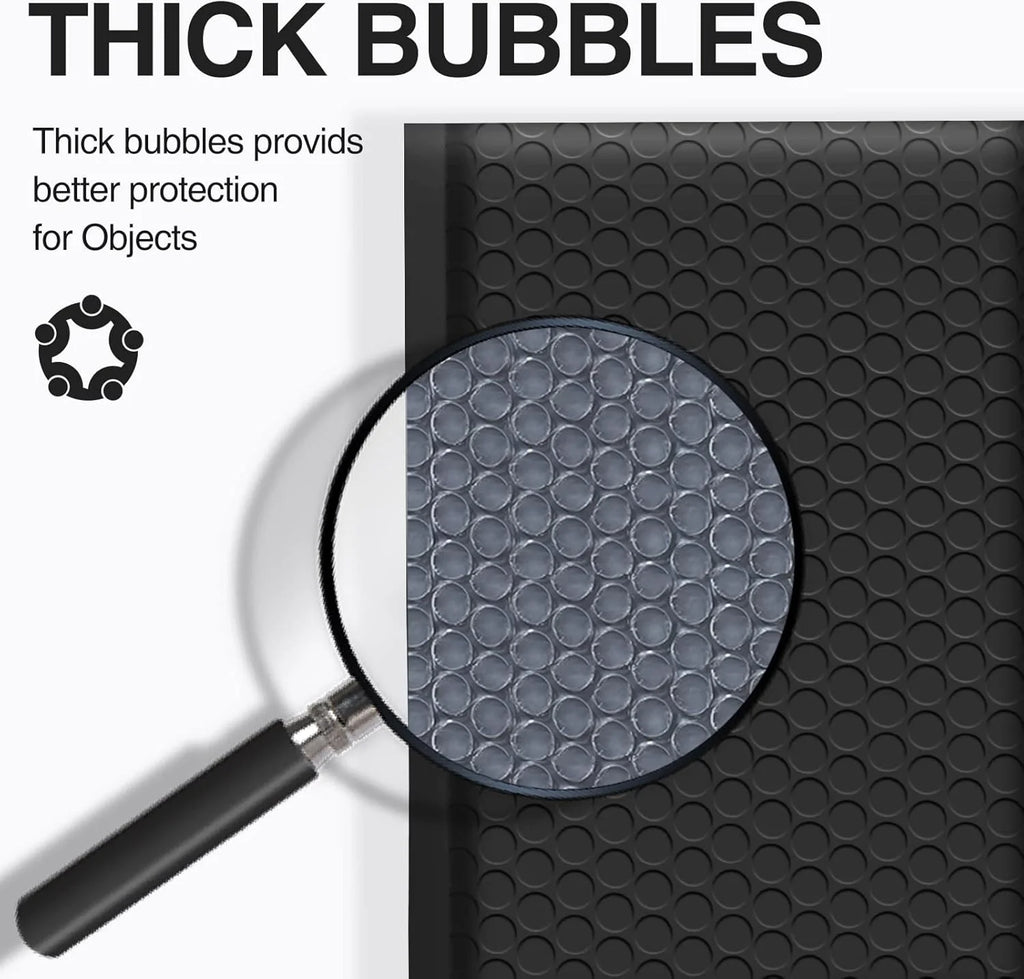 4x8 inch black bubble mailer with size measurements